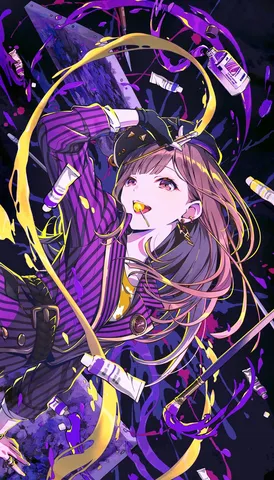 紫と黄色の絵具旋律