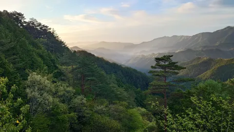 光と影が描く雄大な山岳風景