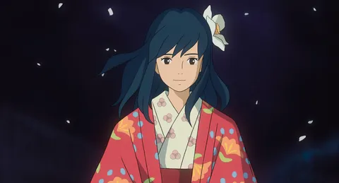 闇夜に映える着物姿
