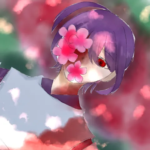 花に隠れた紅い瞳