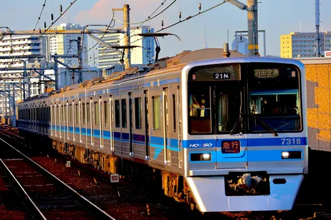 架線の密林を急行通過