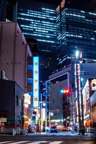 光の谷間、夜の交差点