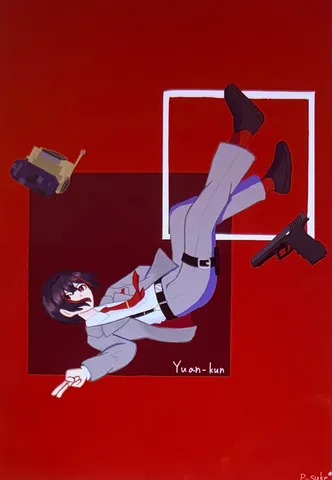 空中を舞う、銃と戦車