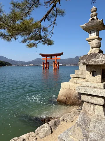 穏やかなる海の鳥居