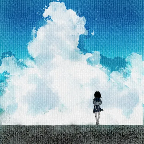 大空と静かな後ろ姿