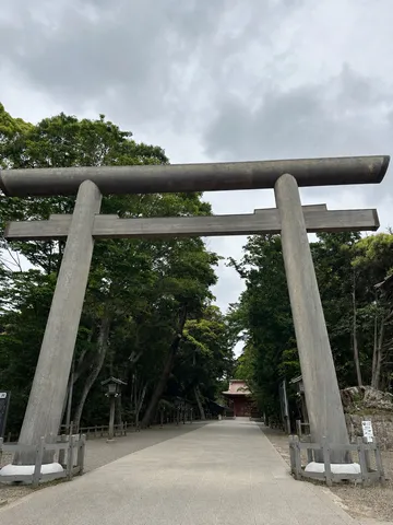 大鳥居と静かな参道の風景