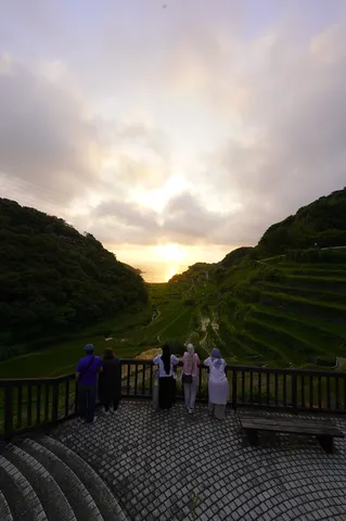 夕暮れの棚田、感動の眺め