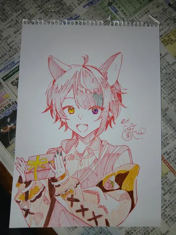 プレゼントを渡す猫耳男子