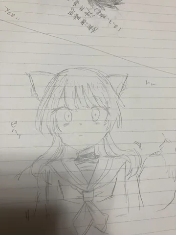 鉛筆の猫耳少女