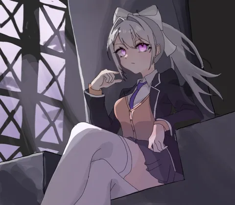 王座に座る紫眼の乙女