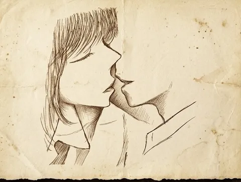 古びた紙に描かれた、淡い初恋の瞬間