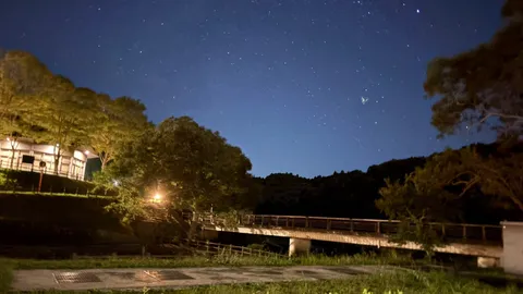 夜空と小さな橋の静寂