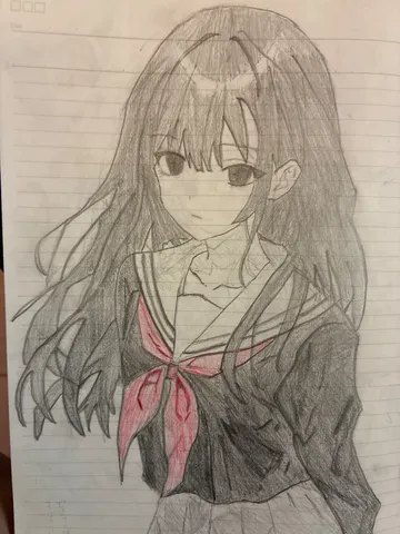 鉛筆のタッチが心に響く少女