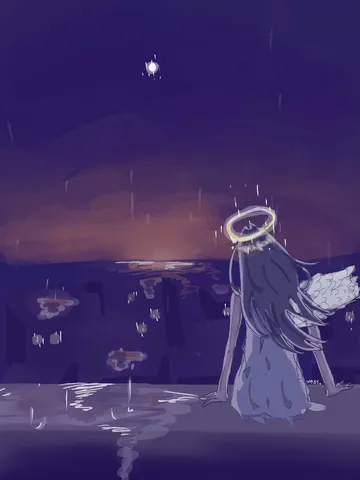 夕暮れの翼と雨粒