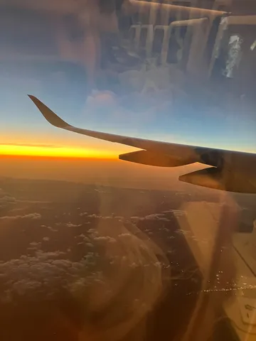 空と翼、街の灯りのグラデーション