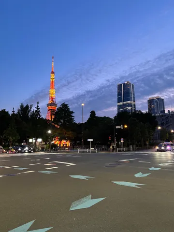 黄昏に煌めく都市の標