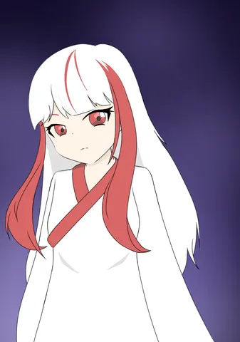 白髪に紅い装束の少女