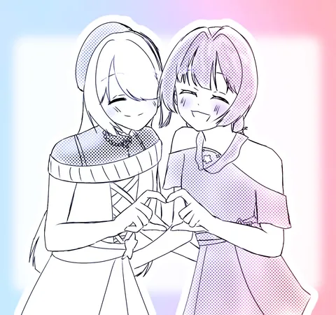 二人の指ハートにキュン