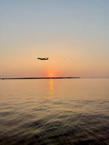 夕陽と水平線の旅路