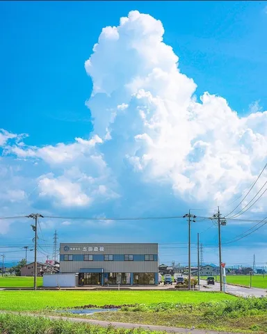 空と田んぼのコントラスト